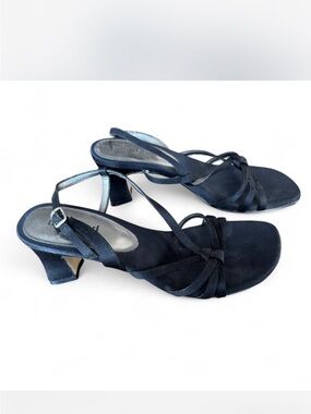 Y2K Black Strappy Kitten Heel Sandals Unlisted Size 8 2.5” Heel